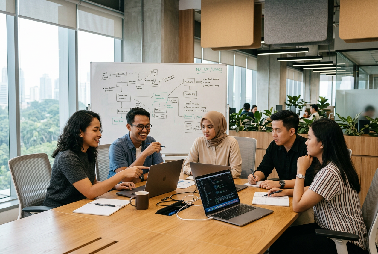 Tim MGD berkolaborasi di dalam kantor